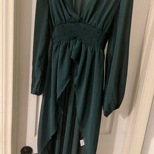 Elegant Green Long Sleeve Dress
